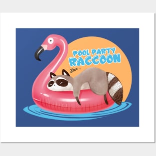 Pool Party Raccoon Posters and Art